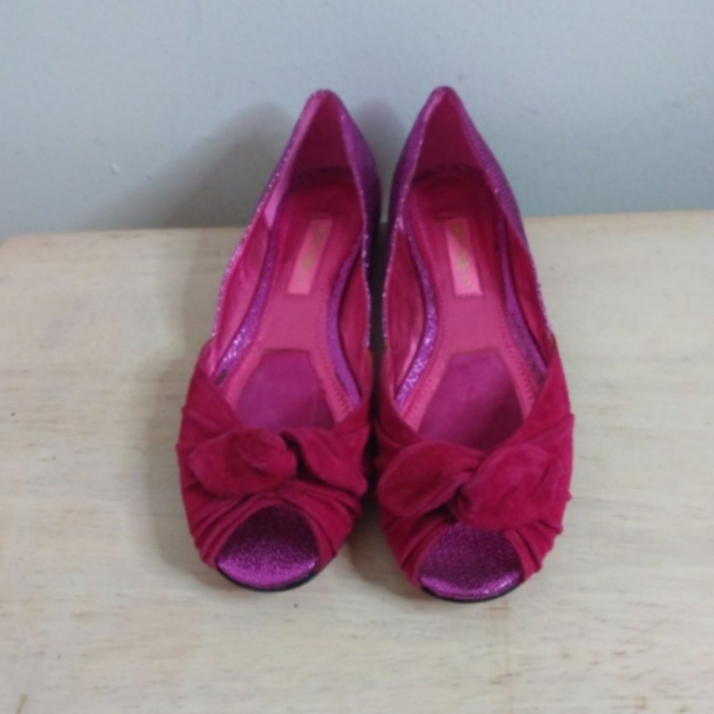 Betsey Johnson Pink Peep-Toe Flats
